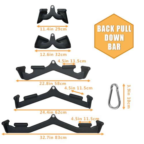 Image of BLUSLM Lat Pull Down Bar T bar Row Attachment, V Bar Tricep Lat Pulldown Attachments, Back Strength Training Bar for Home Gym Exercise Cable Machine Attachments