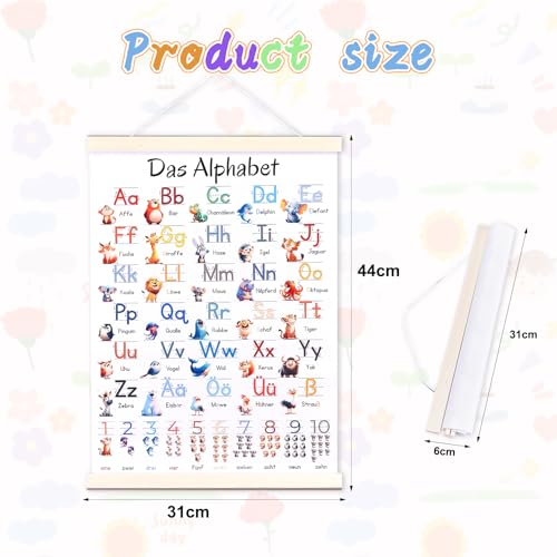 Tiusixsy ABC Poster für Kinder 31x44 cm, Alphabet Poster, Lernposter Kinder poster Kinderzimmer, für Kinderzimmer, Kindergarten, Vorschule, Grundschule,Wanddeko