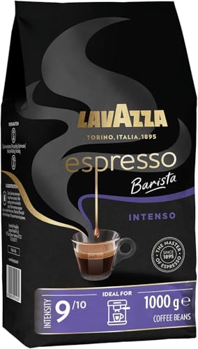 Lavazza, Espresso Barista Intenso, 1 Kg, Drum Roasted Coffee Beans, Ideal for Espresso Coffee Machines, Aromatic Notes of Cocoa and Wood, Arabica and Robusta, Intensity 9/10, Medium Roasting, 1 Kg