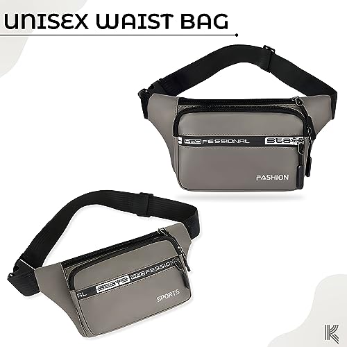 Image of Kraptick Premium Unisex Waist Bag for Men and Women - Stylish Fanny Pack, Hip Bag, Outdoor Waist Bag (Light Brown)