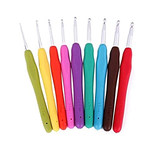 Kit de Agulhas de Cabo Emborrachado para Crochê com 9 unid.