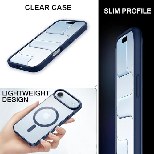 Image of iPhone 17 Air Transparent Case | Shockproof Bumper & Camera Protection | Magsafe Compatible | Sleek Hard Crystal Back Cover for iPhone 17 Air - Dark Blue