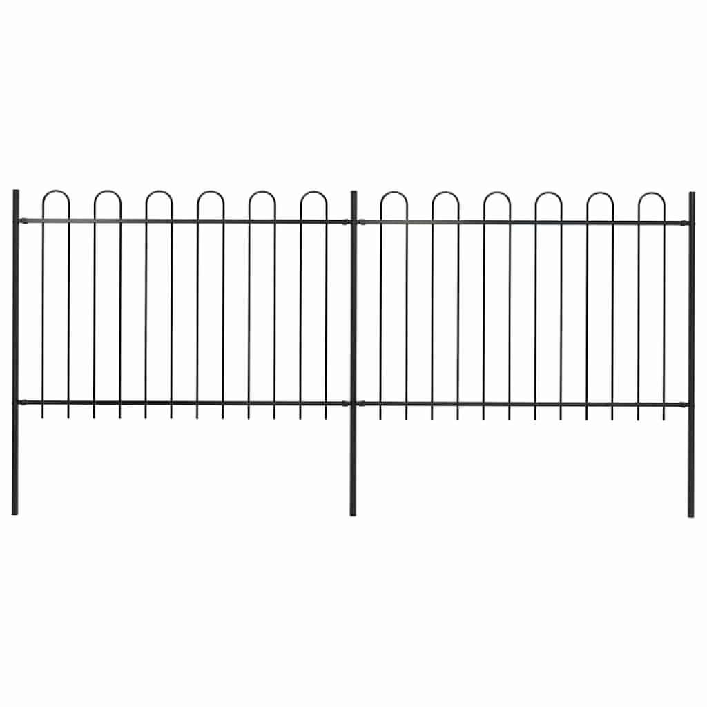 Gartenzaun aus pulverbeschichtetem Stahl mit 2 Zaunelementen und 3 Pfosten, 3,4 Meter lang, modernes Bügel-Design, robuste Absperrung für Garten, Vorgarten, Terrasse und Grundstück