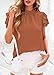 KIRUNDO Blouses for Women Dressy Casual 2026 Spring Summer Ruffle Short Sleeve Mock Neck Work Shirts Tops Fashion Clothing(Brown, X-Large)