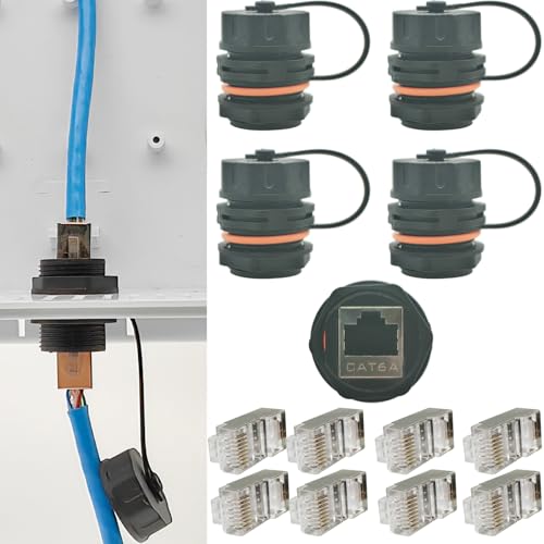 Connettori RJ45 Impermeabili IP68 - Set Da 5 Pezzi Per Reti Esterne, CAT6, Facili Da Installare