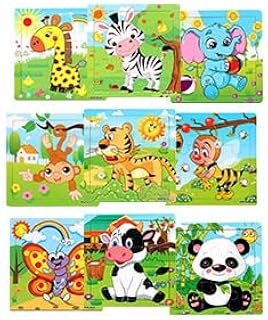 Lekebobor Wooden Puzzles for Kids Ages 3-5, 9-Piece Animal Puzzles Toddler, Learning & Educational Toys (9 Pack)