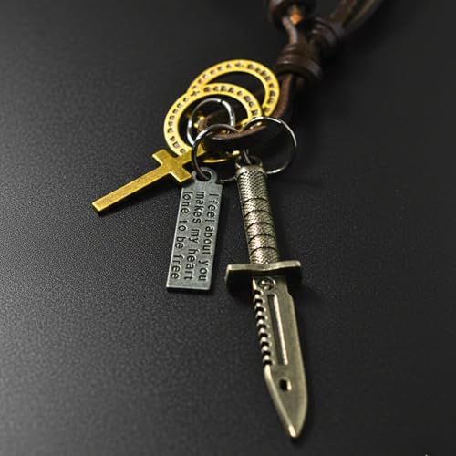 Image of THE MEN THING KNIGHT SILVER SWORD - 2.5-Inch Pure Stainless Steel Pendant with Adjustable Leather Rope for Men & Boys