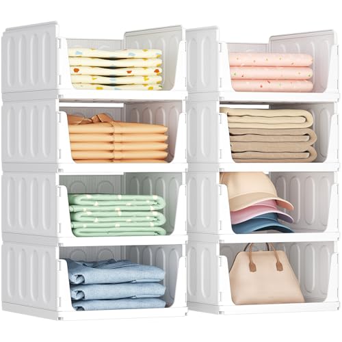 Image of Lifewit 8 Pack Stackable Closet Storage Organizers for Clothes 14 inch Depth