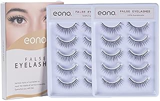 Amazon Brand - Eono 10 pairs 3D Natural Eyelashes for Women, Comfortable and Reusable Lashes , Multiple Styles Suitable for Daily Makeup, Dating, Outings, Weddings
