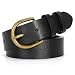 Women Leather Belt for Pants Dress Jeans Waist Belt with Brushed Alloy Buckle By WHIPPY