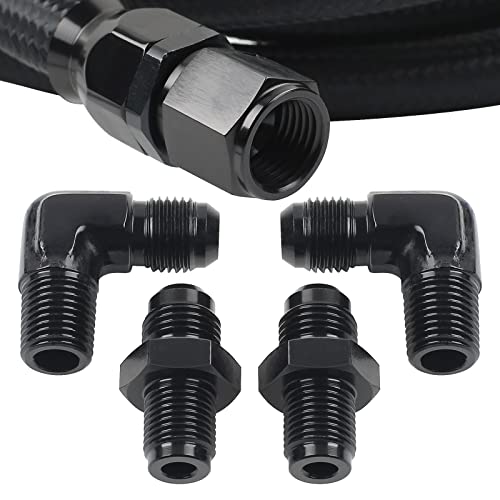 6AN 7FT PTFE Transmission Cooler Line Set, Replacement for GM 4L60 700R4 TH350 TH400 (Nylon and Stainless Steel Braided Lines) - Thumbnail 7