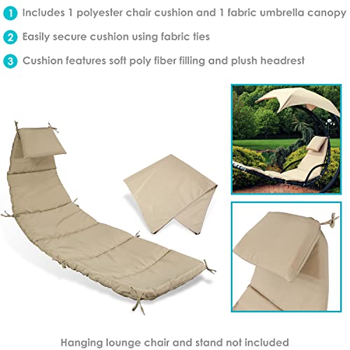 Sunnydaze Outdoor Hanging Lounge Chair Replacement Cushion And Umbrella Fabric - Beige #TOP3