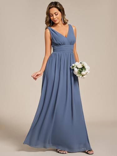 Image of Ever-Pretty Womens Bridesmaid Dress V-Neck Sleeveless A Line Chiffon Floor Length Formal Dress 09016