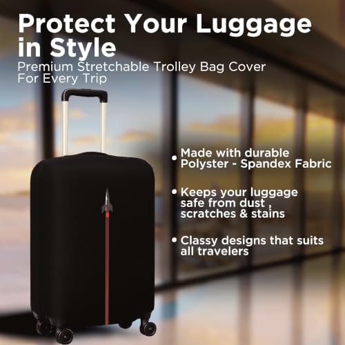 Image of WanderWraps Spendex Polyester Protective Luggage Cover | Hard Luggage Trolley Bag Cover | Washable | Dust Proof | Stretchable | S - 20 inch | D1