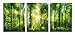 Youk-art Decor 3 Panels Morning Sunrise Green Trees Landscape Sunshine Over Forest Photograph Printed on Canvas for Home Wall Decoration