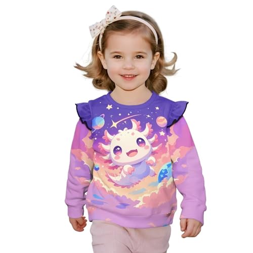 Girls Pullover Sweatshirt Kids Ruffle Long Sleeve Sweatshirts Sport Dance Crewneck Tops