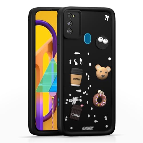 Image of Pikkme Back Cover for Samsung Galaxy M21 / M30s / M21 2021 | Cute Fun Cartoon 3D Bear Silicone Full Body Protection Bumper Cover (Black) | Cute Fun Cartoon