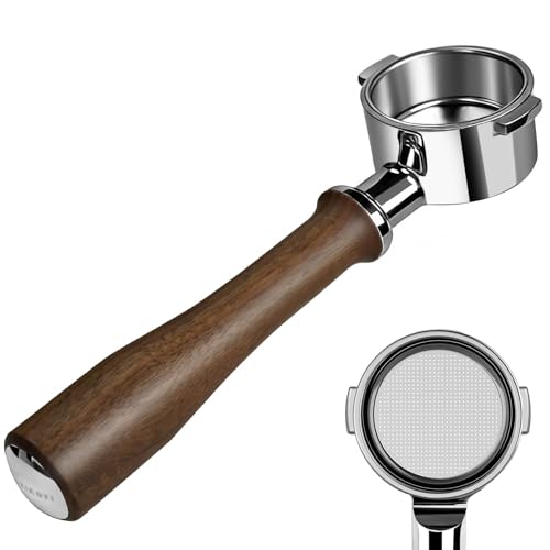 KOFIKOFI 51mm 2-Ears Bottomless Portafilter for DeLonghi Stilosa ECP3420/EC155/BCO430/EC260, Genuine American Walnut Naked Portafilter Included 14-16g Filter Basket