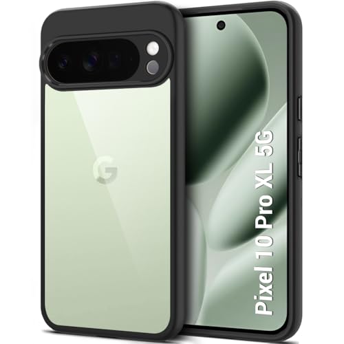 Image of TheGiftKart Ultra-Hybrid Shockproof Back Cover Case for Google Pixel 10 Pro XL | Camera Protection Bump | Hard Back Cover Case for Pixel 10 Pro XL (PC & TPU, Transparent Clear Back, Black Sides)