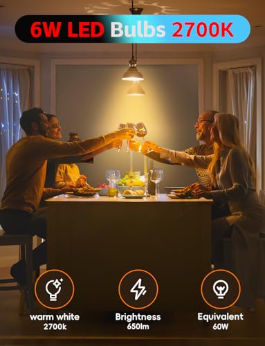 Image of Jensense Edison Bulbs E26 LED Bulb 60 Watt Equivalent, Vintage LED Light Bulbs CRI90+ ST19, Dimmable Clear Light Bulbs (2700k Warm White, 6watt-48 Pack)