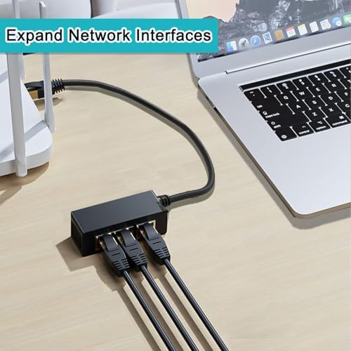 Image of RJ45 Ethernet Splitter Cable, RJ45 Y Splitter Adapter 1 to 3 Port Ethernet Switch Adapter Cable for CAT 5 / CAT 6 LAN Socket Connector Cat5 Cat6 Cable