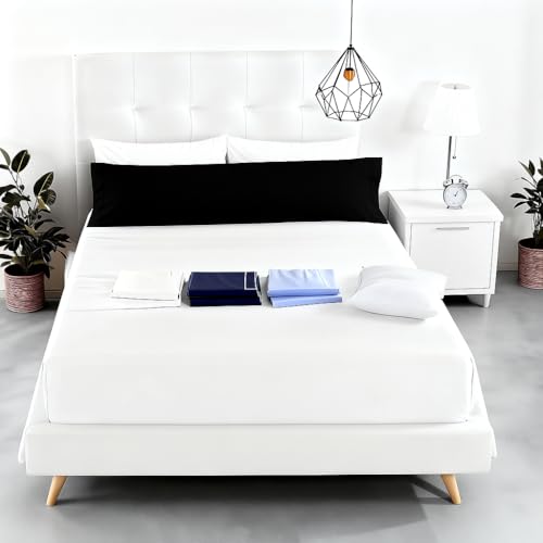 SABANALIA - Funda de Almohada Combina (Disponible en Varios tamaños y Colores), Cama 150 - (170 x 45), Negro