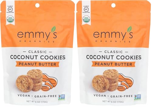 EMMYS Organic Peanut Butter Coconut Cookie, 6 OZ (Pack of 2)