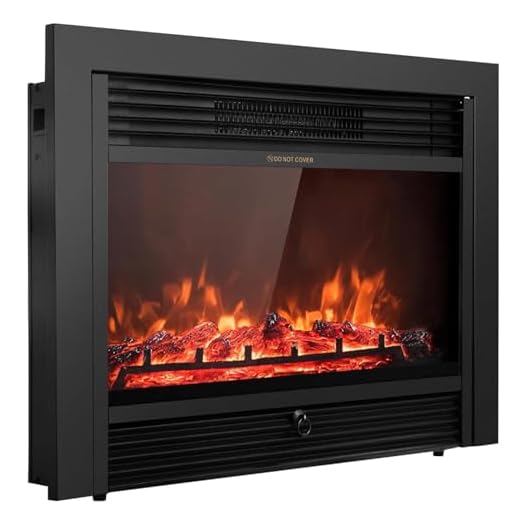 Giantex 28.5" Electric Fireplace Insert Recessed Mounted with 3 Color Flames Adjustable, 750/1500W Wall Fireplace Electric with Remote Control, Standing Fireplace Heater