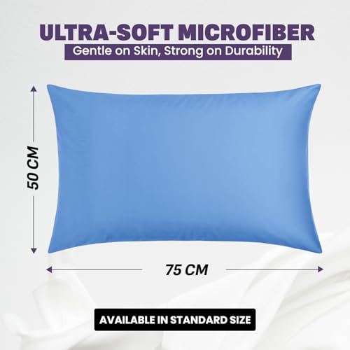 Yorkshire Bedding Pillow Cases 2 Pack - Brushed Microfiber Housewife Pillowcase Hypoallergenic Pillow Cover Standard Size with Envelope Closure (Sky Blue, 50 x 75 cm) - Image 2