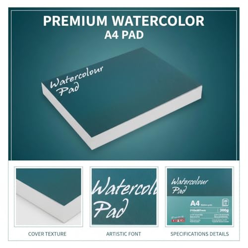 Papel grueso de acuarela de 300 g/m² con algodón para máxima absorción 2