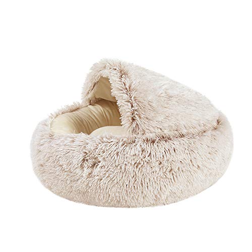 Souarts Rond Lit de Chien Chat Doux Chaud d'animal Rond Tissu Peluche Grand Matelas Épais Extra-Doux Confortable Automne et Hiver Coussin Sommeil Profond Litière Mode Professionnelle