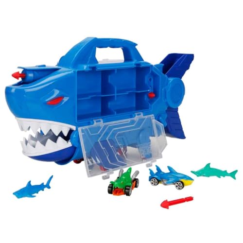 Teamsterz Beast Machines Shark Destroyer Set mit 2 Druckgussfahrzeugen, 2 Haifiguren, 3 Raketen, Raketenwerfer und Aufbewahrung für bis zu 8 Autos, Koffer