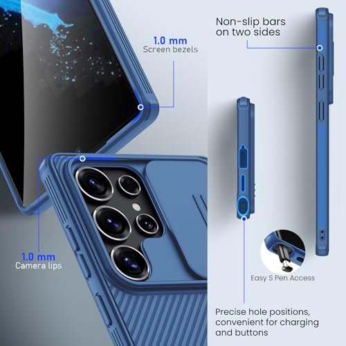 Image of Nillkin Case for Samsung Galaxy S25 Ultra (6.8 inch Inch) CamShield Pro Slider Camera Close & Open Double Layered Protection TPU + PC Blue Color