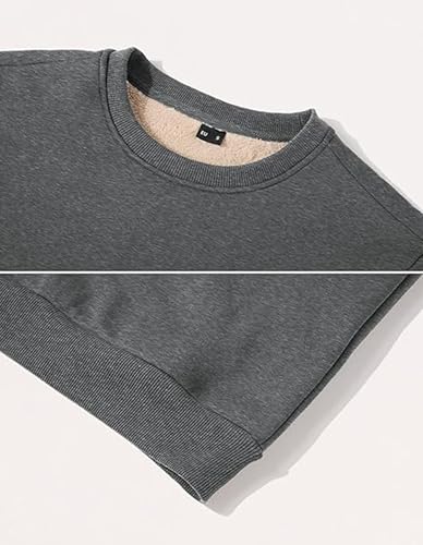 Image of Tansozer Mens Fleece Crewneck Sweatshirt Warm Sherpa Lined Thick Pullover Long Sleeve Tops Shirts