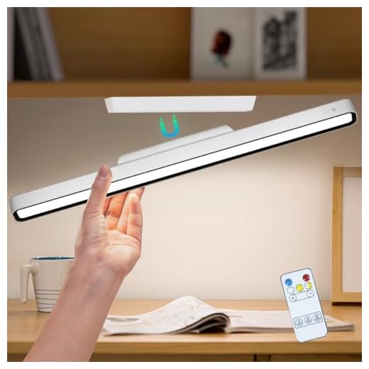XmnSoly Desk Light Bar 16.5in Rechargeable LED Magnetic Light Bar with Remote Control, 3000K, 4500K, 6000K Color Temperature Battery Powered Under Cabinet Lighting for Desk, Home Office, Under Shelf