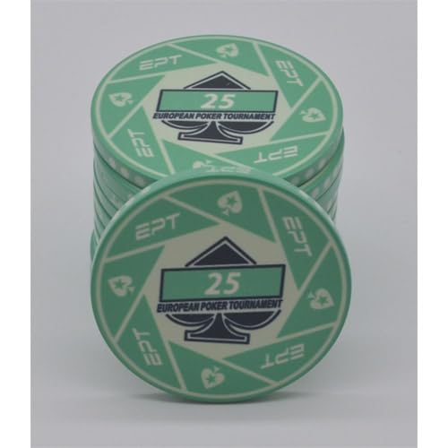 EPT European Poker Tour Poker Chips Value 25 Ceramic 10g Pack of 25, Gold