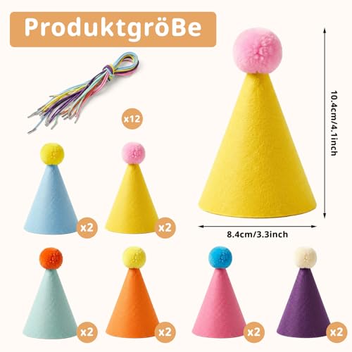 12 Stück Mini Partyhüte,Partyhüte für Kuscheltiere,kleine partyhüte kuscheltiere für Stofftiere,Puppen,Hunde,Katzen Party Hüte Kinder und Erwachsene Für Geburtstagsfeiern Und Fotoshootings Party Deko