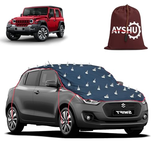 Image of AYSHU Water-Resistant Spike Car Cover for Mahindra Thar - Protects from Dogs, Monkeys, Dust, Sunlight & UV - Full Roof Universal Fit