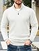 TACVASEN Sweaters for Men 1/4 Zip Cotton Pullover Sweaters Casual Long Sleeve Quarter Zip Up Sweatshirts White, M