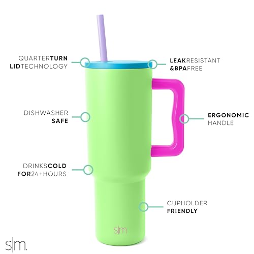 Image of Simple Modern 40 oz Tumbler with Handle and Straw Lid | Insulated Reusable Stainless Steel Water Bottle Travel Mug Cupholder Use | Gifts for Women Men Him Her | Trek Collection | 40oz | Baja Mix