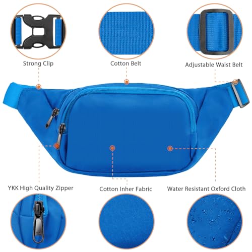 Image of Large Fanny Pack for Women Men - Syican Waist bag with 3-Zipper Pockets Light blue