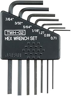 7 Piece Mini Imperial hex Key Wrench Set (Small Sizes). Made in Japan. ENGINEER twh-02