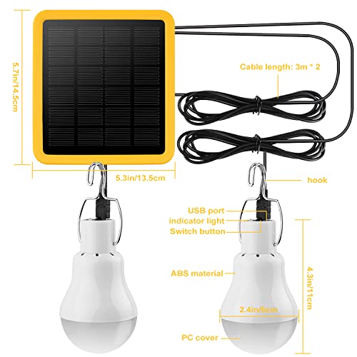 Beinhome Solarlampen für Außen 130Lumen 800mAh mit Solarpanel,Portable Solar LED Glühbirne,3,5m USB Kabel,Campinglampe… – Bild 4