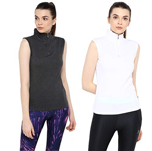 Image of Ap'pulse Women's Sleeveless 1 /4 Zip Hineck Tshirt(Pack of 2)