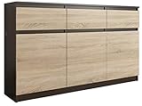 Hohe Qualität FRAMIRE S-3 Kommode in Eiche Wenge Mix Sonoma Eiche, Kommode mit 3 Schubladen, 3 Türen, Schrank für Schlafzimmer, Wohnzimmer, Bad, 98 x 120 x 40 cm