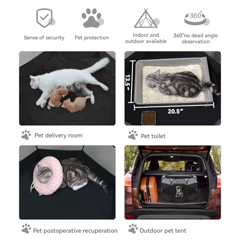 Dog Playpen with Washable Pee Pad, Puppy Pet Cat Playpen for Small Dogs, Dog Tent Crate Indoor/Outdoor, Portable Pop Up Kennel with Carrying Case for Dogs/Cats/Rabbits(Dark Grey) - Image 4