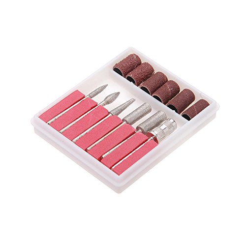 Anself 6PCS Nail Art Drill Bits and Sanding Bands for Nail Drill Replacement Set Nail Electric File Metal Bit