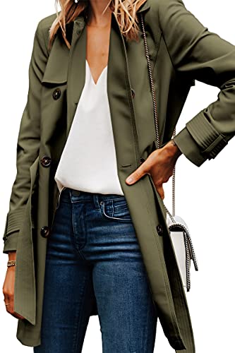 Danedvi Women Fashion Casual Elegant Lapel Solid Button Down Blazer Work Wear Office Long Type Windbreaker Trench Coat #TOP1