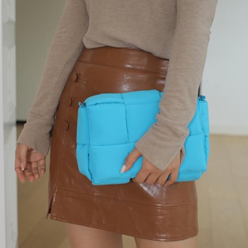Image of Shoulder Bag Lightweight Puffer Tote Crossbody Bag Handwoven for Women | waterproof nylon, durable, soft padded texture, versatile for travel, work, weekend, everyday, adjustable strap