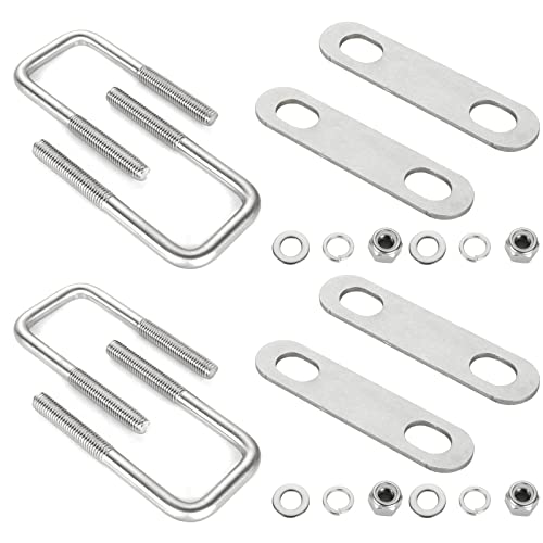 Image of 4Pack U Bolts Square U Bolts 2-1 /16 inch Inner Width Stainless Steel Boat Trailer U-Bolt with Washers and Nuts, Replacement Parts and Accessories for Automobiles Trailer, Ski Boat, or Sailboat Trailers